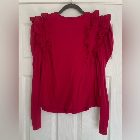 Women's Ruffled Red Top - Picture 2 of 4